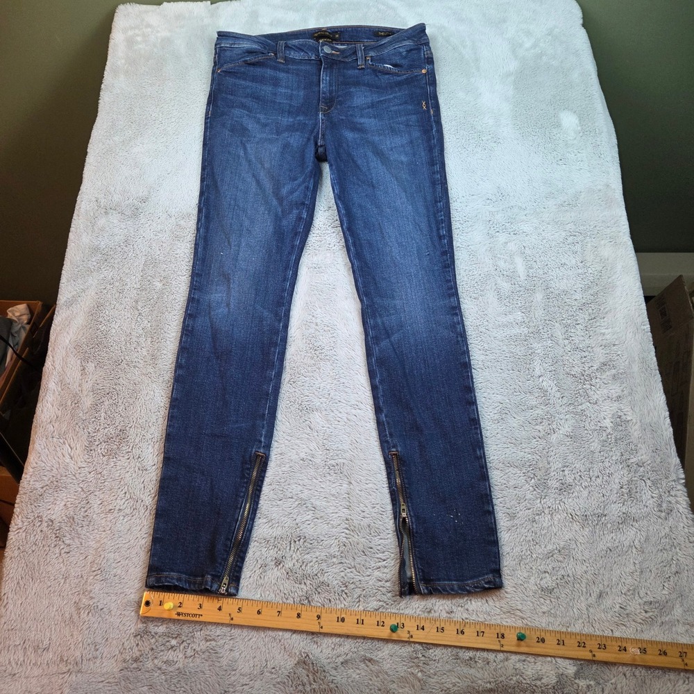 Genetic Denim The Lola Jeans Womens 31 Ankle Zip Skinny Mid Rise Dark Wash Blue